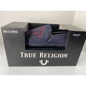 True Religion Slippers Denim Blue Men's Size Medium 9-10 New‎